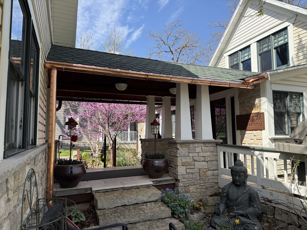 Copper Half-round Gutter and Round Downspout