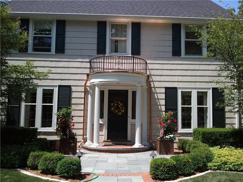 Round Copper Downspout and Copper Roof